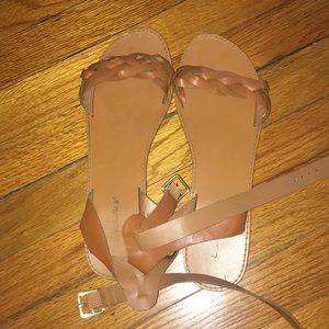 Brown braided sandals
